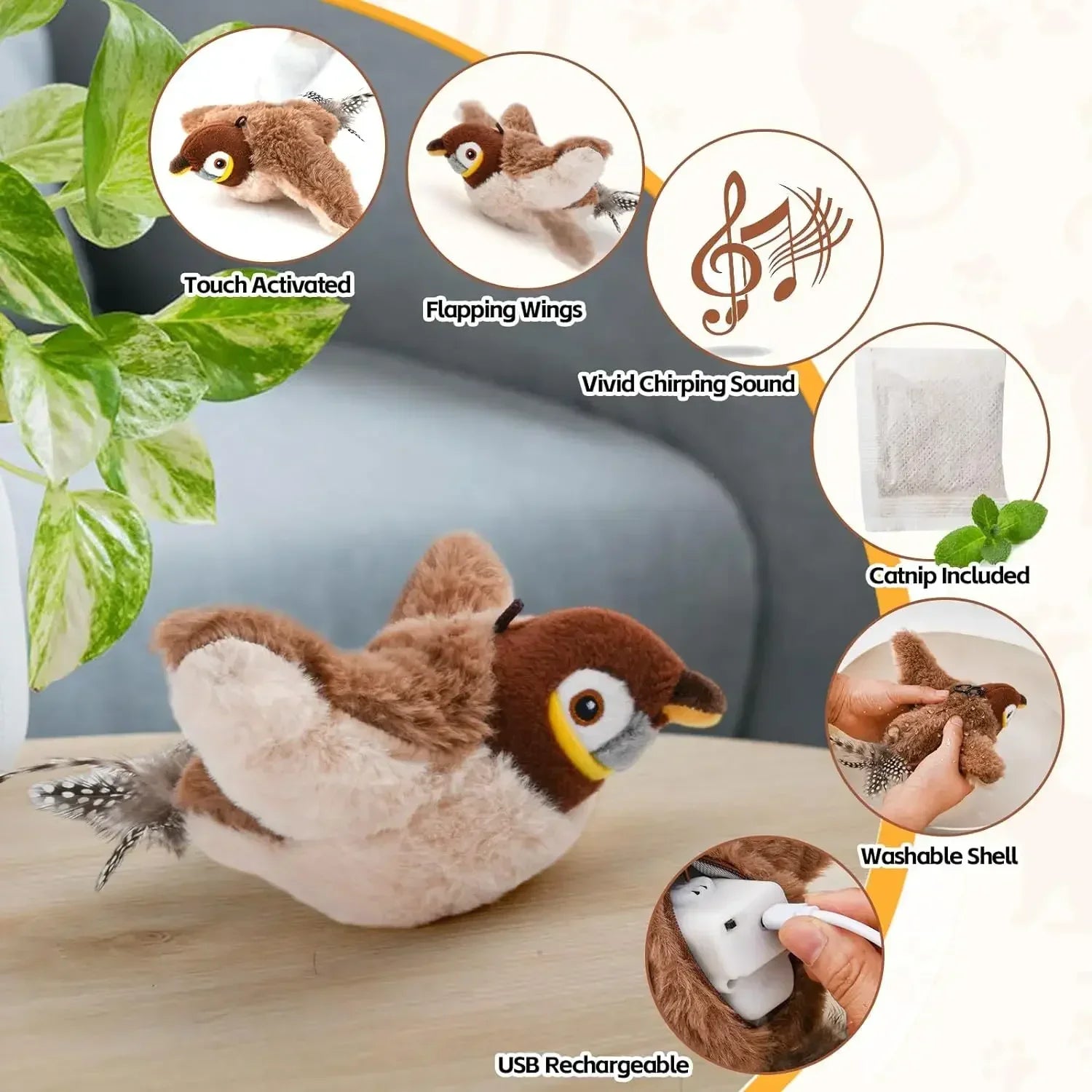 Bird-Shaped Cat Toy Interactive Toys Dog Rechargeable