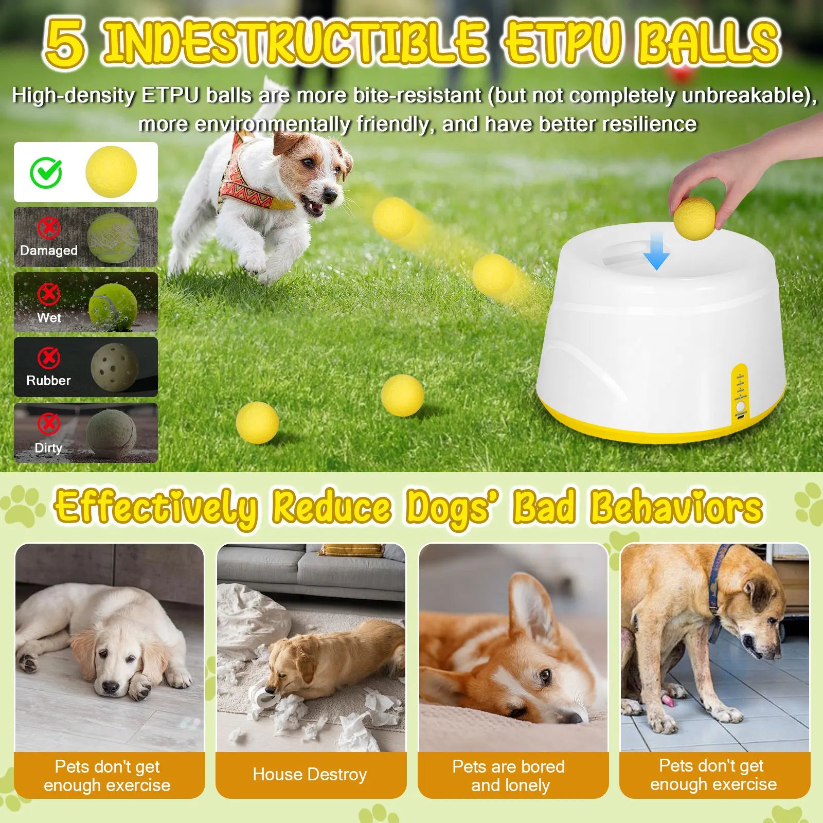 Automatic Ball Launcher for Dogs - 3 Distance