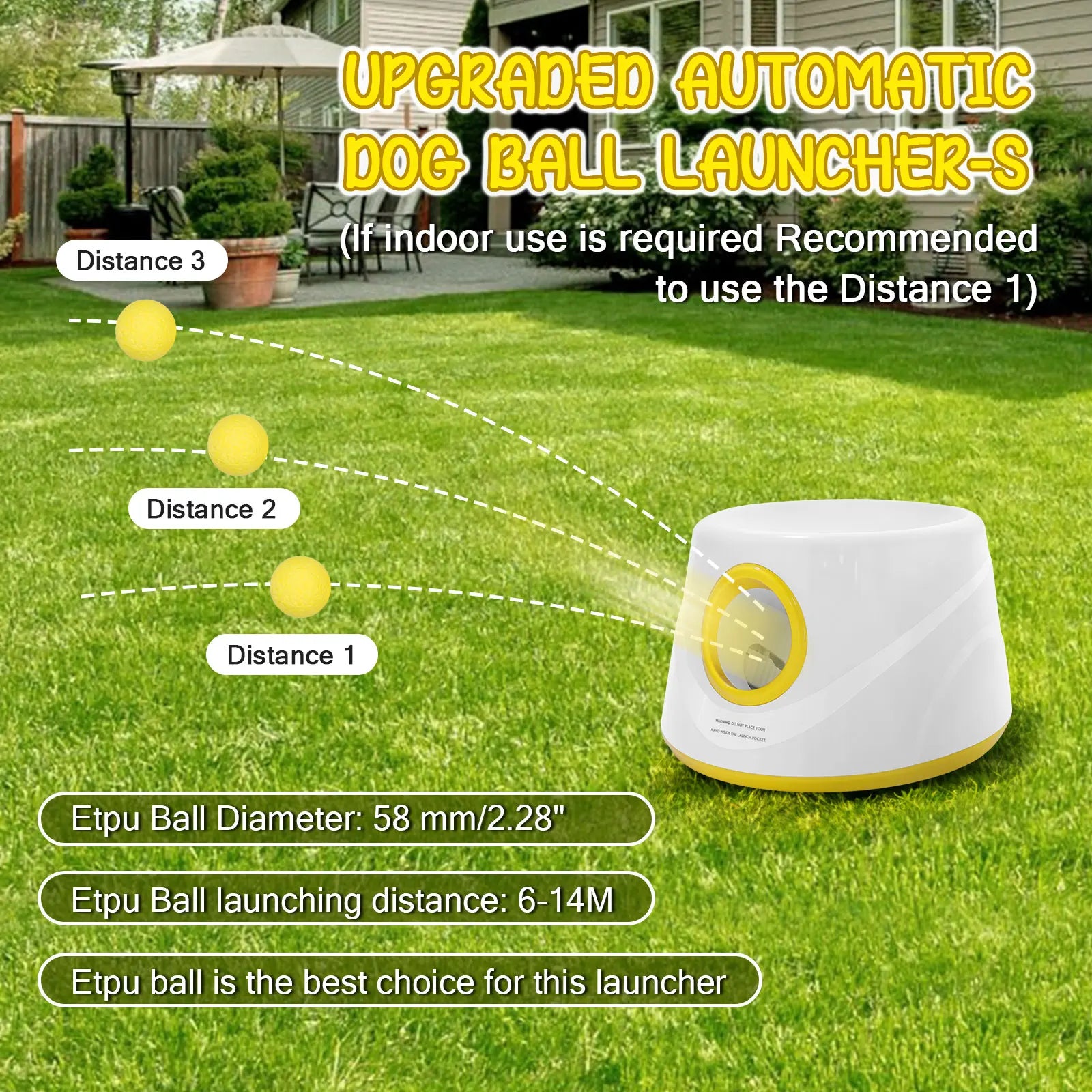 Automatic Ball Launcher for Dogs - 3 Distance