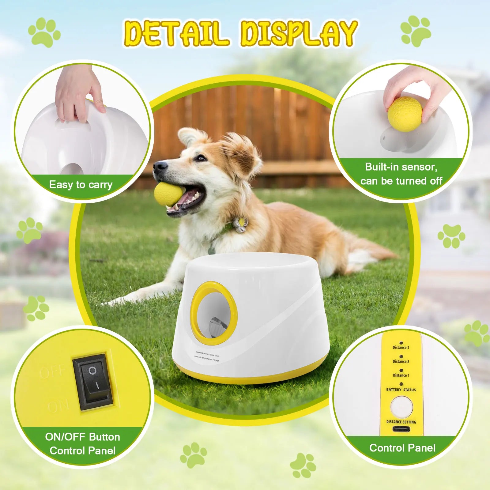 Automatic Ball Launcher for Dogs - 3 Distance
