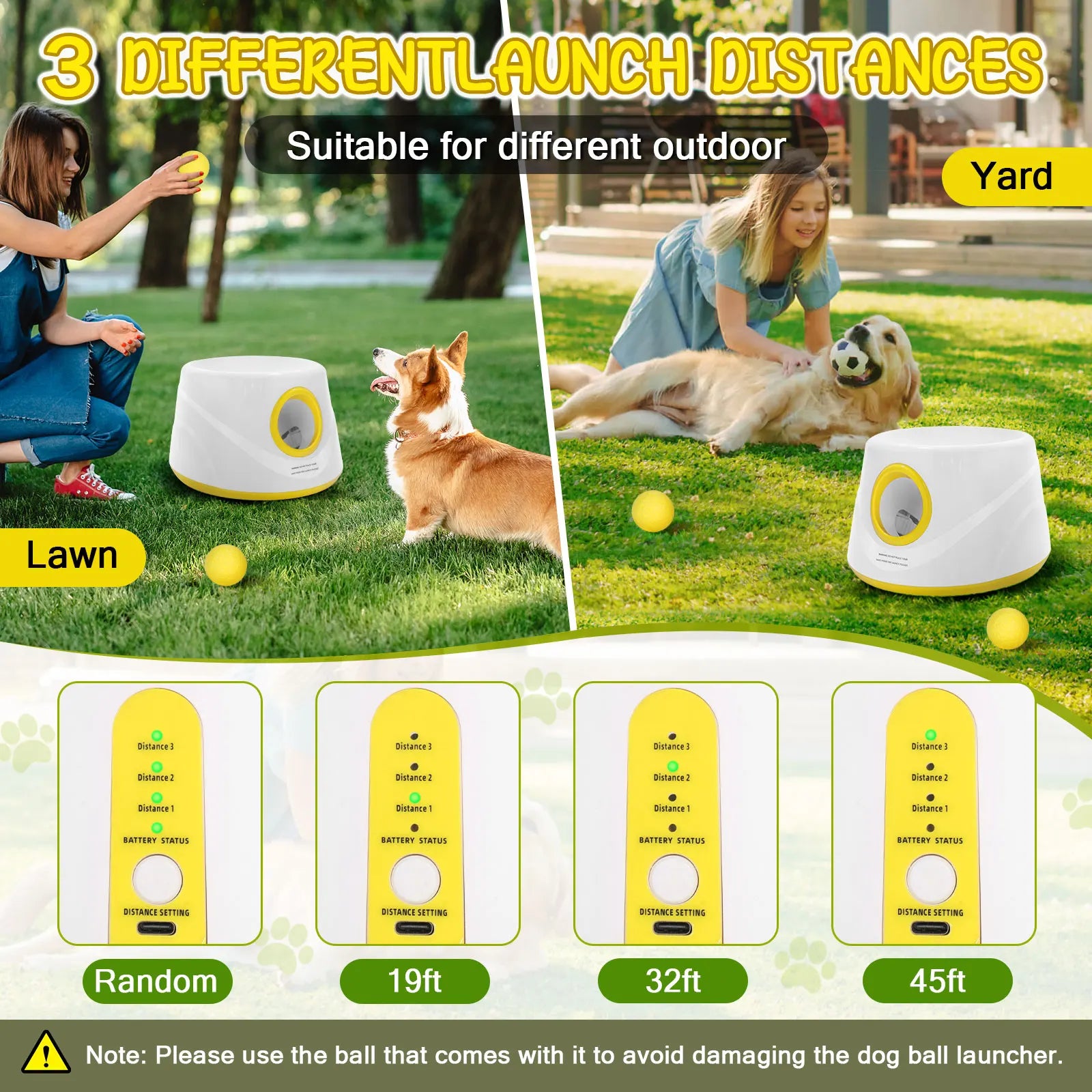 Automatic Ball Launcher for Dogs - 3 Distance