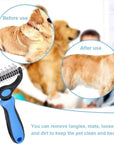 Pet Deshedding Brush Double Sided Pet Grooming Tool